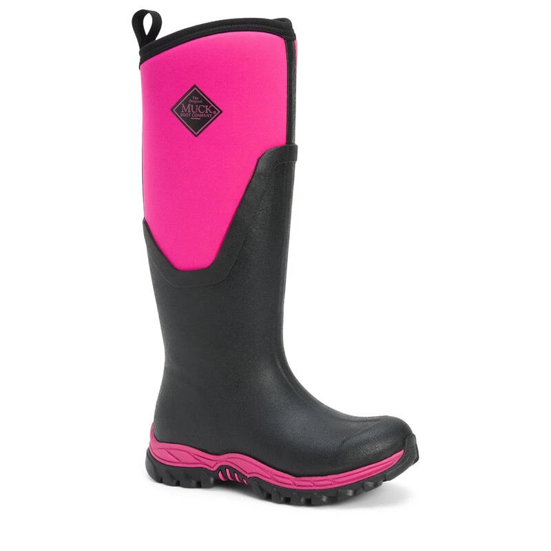 Muck Boots Womens/Ladies Arctic Sport Tall Pill On Wellie Boots (Black/Pink) 1 Muck Boots Womens/Ladies Arctic Sport Tall Pill On Wellie Boots (Black/Pink)